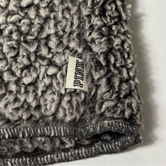Victoria's Secret PINK Open Front Gray Sherpa Hooded Cardigan Women's Size Small - Picture 3 of 16